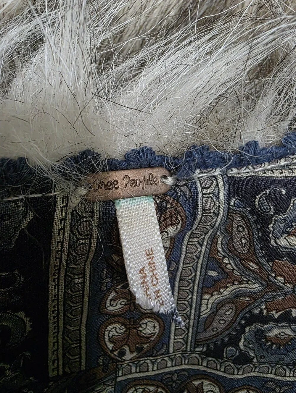 Free People Call Of The Wild Faux Fur Vest Boho Chic Wolfcore Paisley Medium